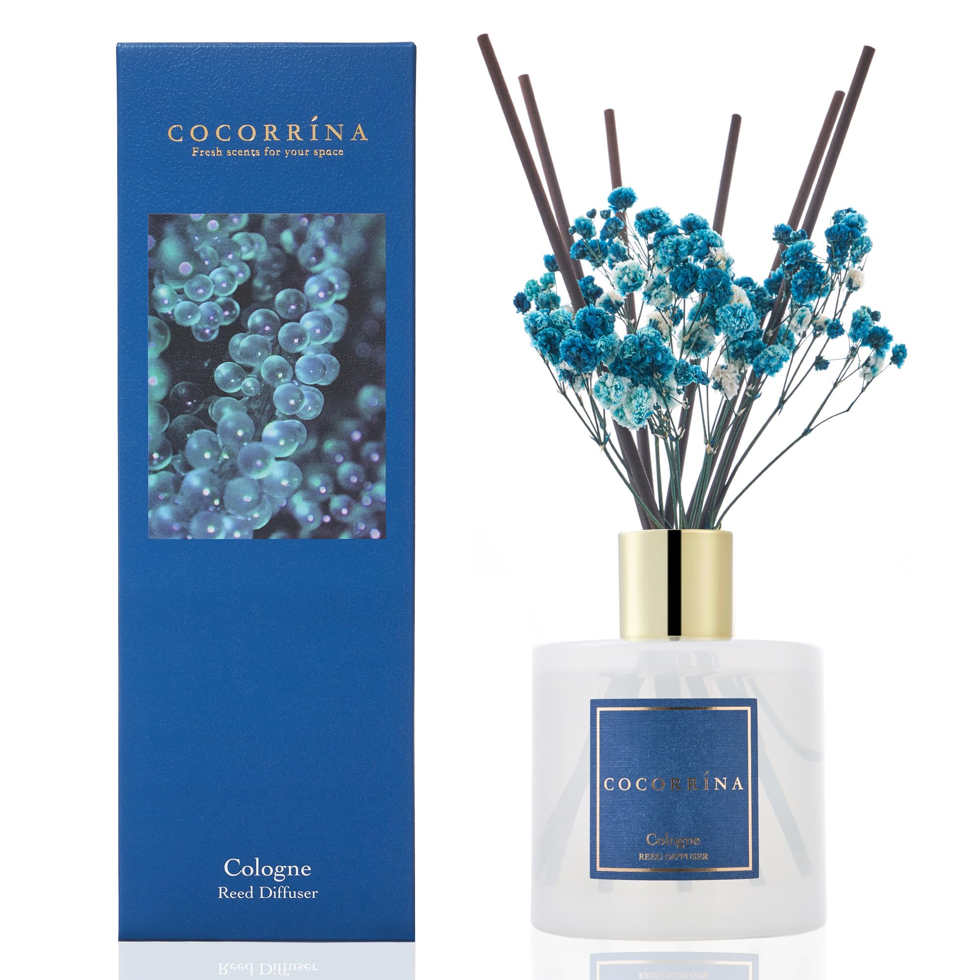 Cocorrína Reed Diffuser Sets - 200ml Cologne Diffuser with 8 Sticks Home Fragrance for Bedroom Bathroom Living Room, Home & Office Decor