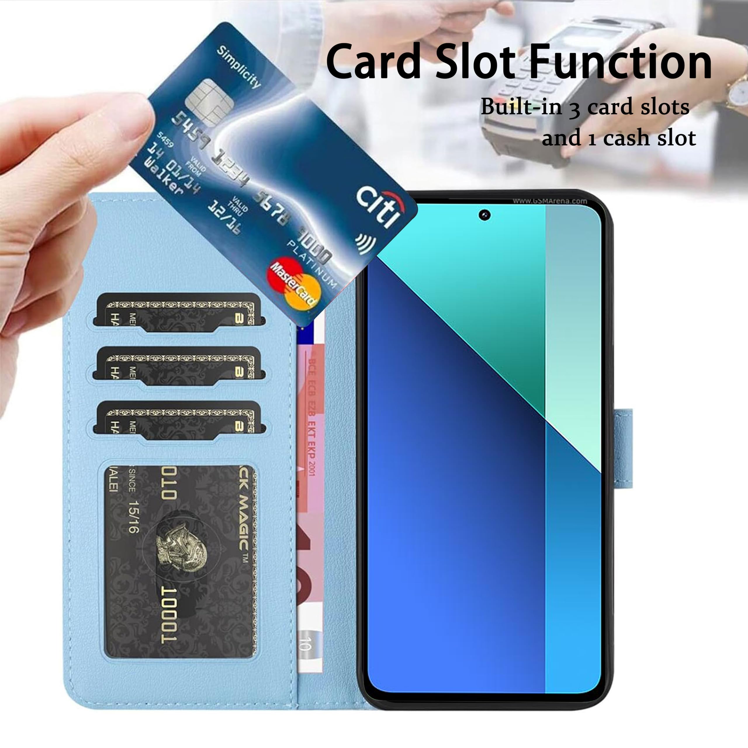 FALUWONRU Case for Xiaomi Redmi Note 13 4G,Colorful Lovely Cats Leather Flip Phone Case Wallet Cover with Creative Magnetic Protective Shockproof TPU Shell,Kickstand,Card Slots - Image 4