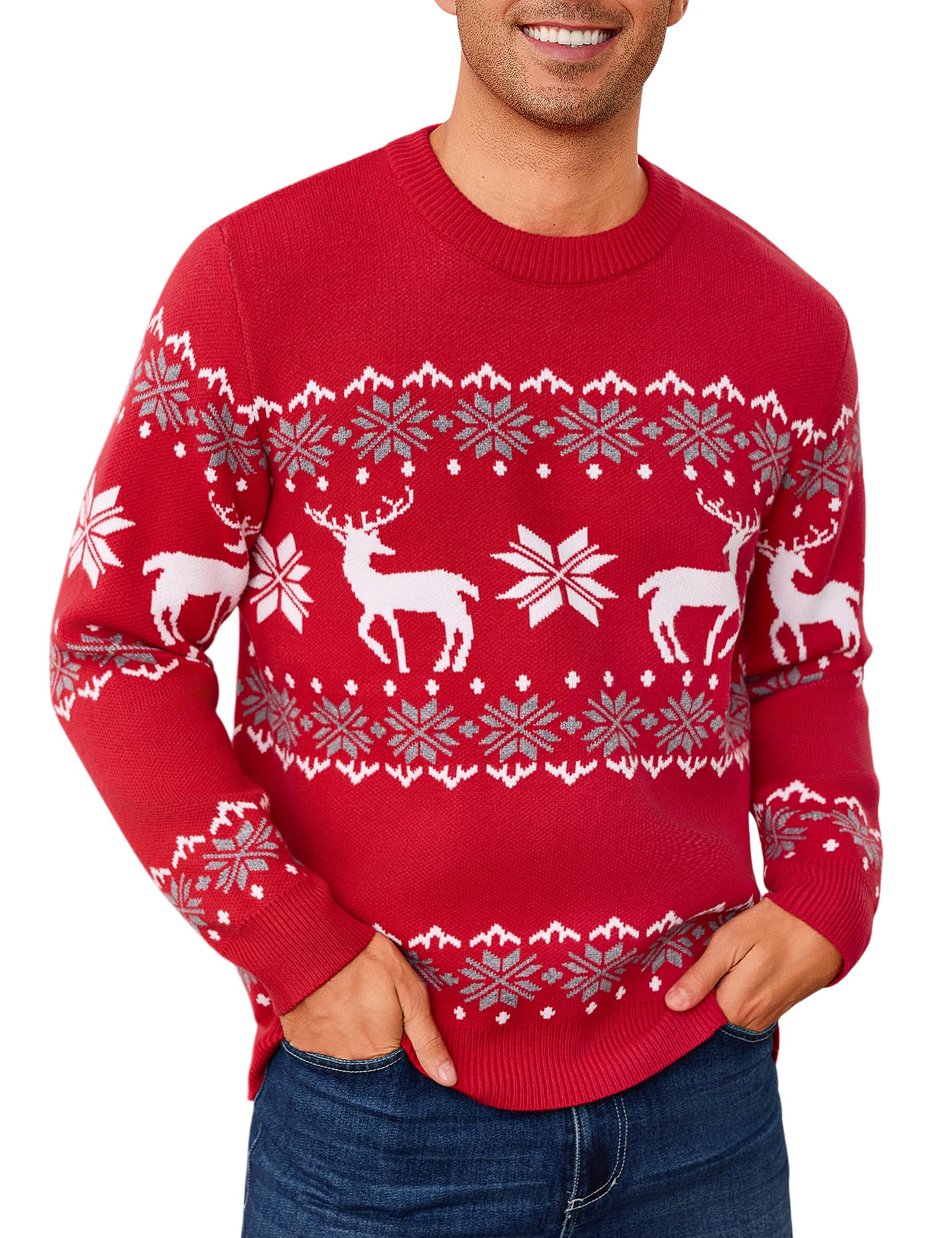 Maglione Natalizio Uomo Maglioni Ugly Sweater Invernale Pullover in Maglieria Felpa Natalizia Manica Lunga S-XXL