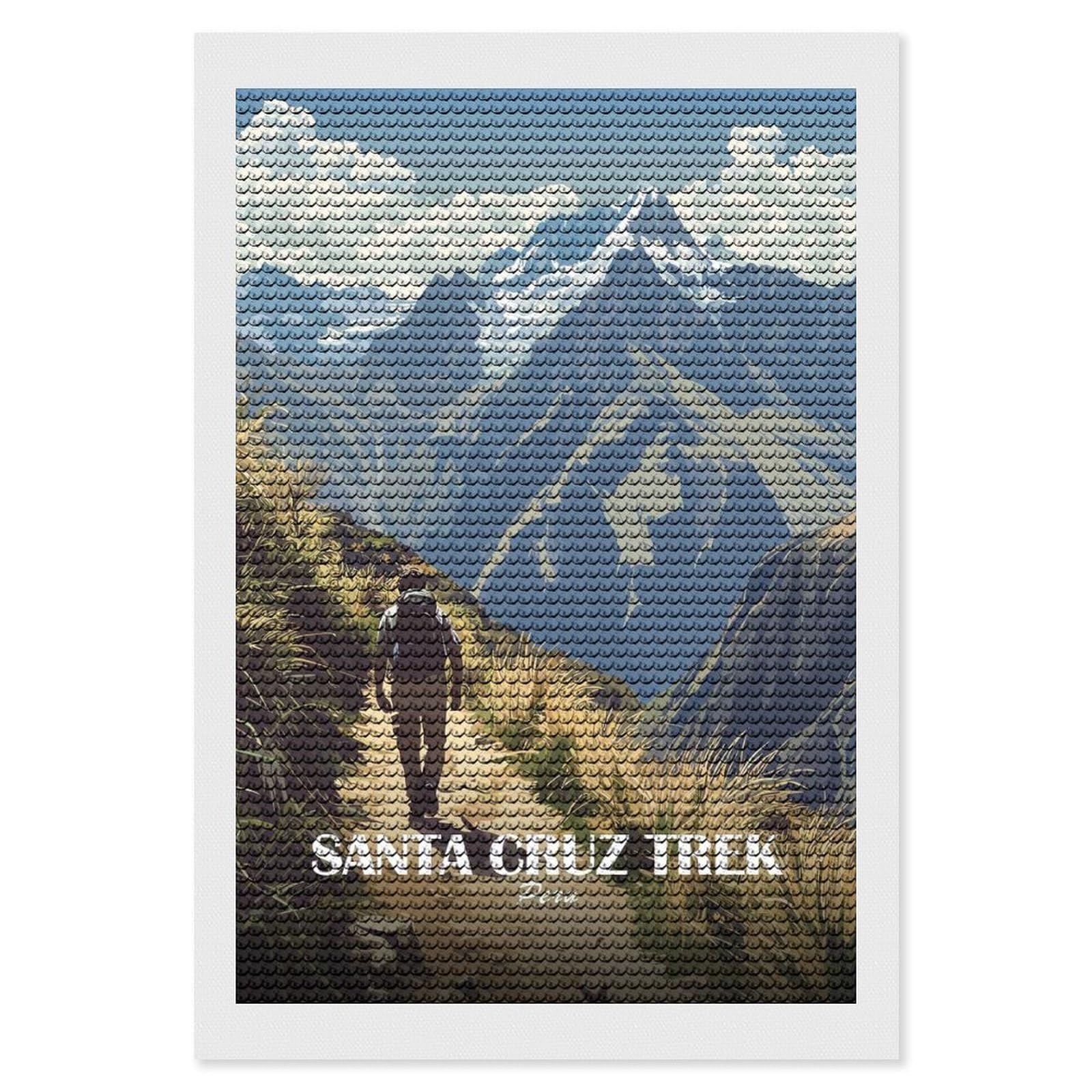 Junmoney Santa Cruz Trek Peru Full Drill Diamond Painting Kit 8"x12", for Teens, Adhesive Canvas, Bedroom Decor, Holiday Gift Idea