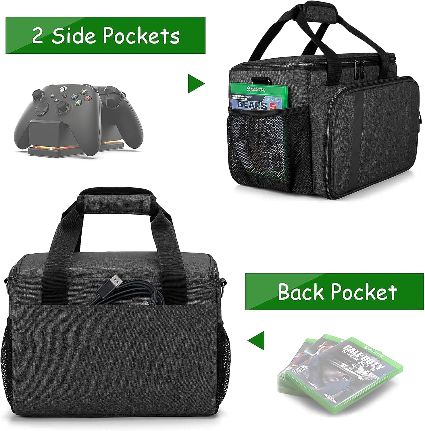 CURMIO Travel Backpack Compatible with Xbox Series S, Xbox One/ One S/ One X, Xbox 360/ 360 Slim, Game Console Carrying Case Compatible with Xbox Series X, Patent Design