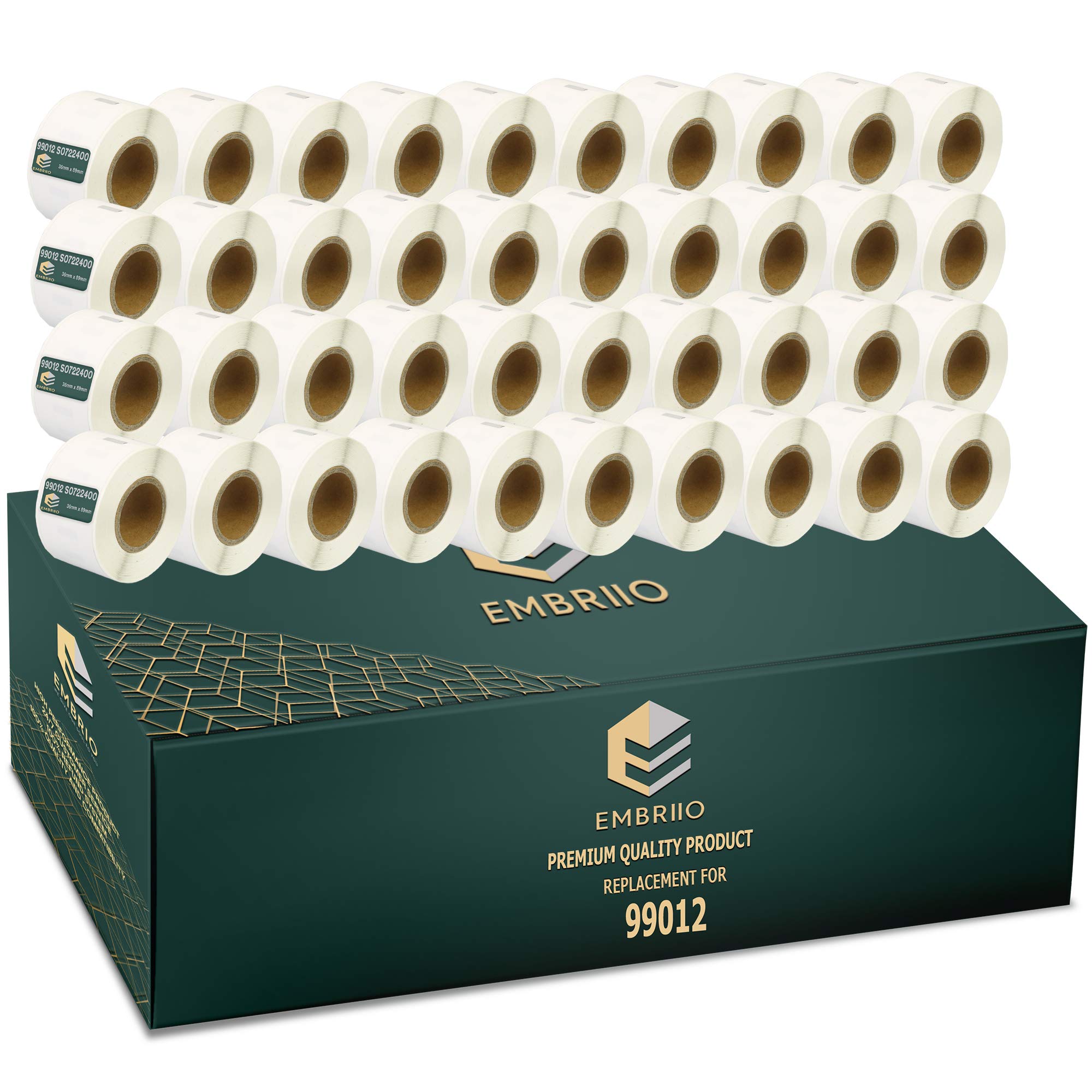 EMBRIIO 99012 S0722400 | 40 Rouleaux Étiquettes d'Adresse Remplacement pour Dymo LabelWriter 4XL 450 400 330 320 310 Duo/Turbo/Twin Turbo Seiko SLP 450 430 420 410 400 200 100, 36mm x 89mm
