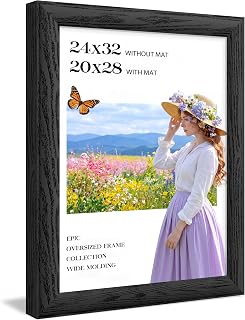 24x32 Poster Frame Black, 1.57 Inch Wide Wood Grain Texture