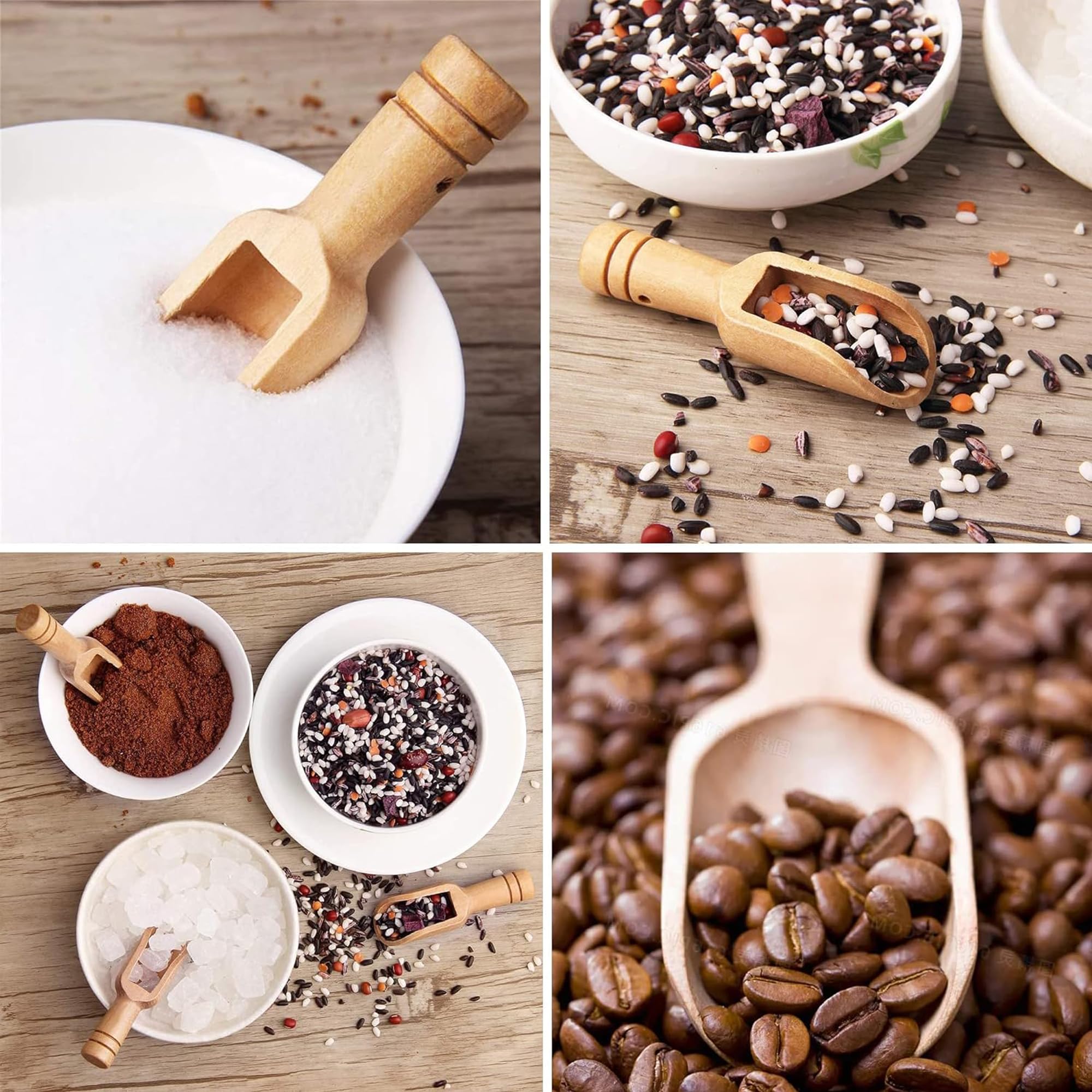 Pezzi Mini Cucchiaio Legno per Caffè, Spezie, Tè - Cucchiaio da Caffè in Legno, Paletta Sale, Scoops Alta Qualità
