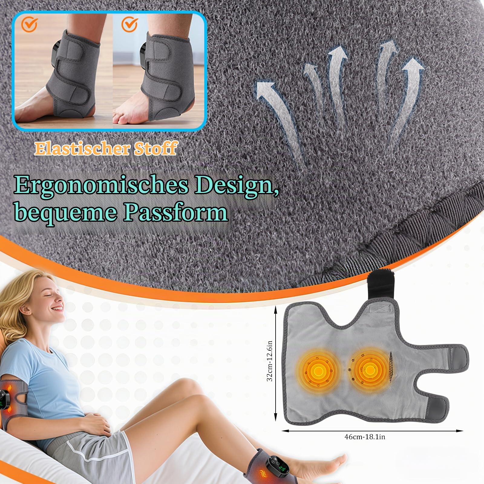 4-In-1-Fußmassagegerät, Fussmassagegerät, Foot Massager, Massagegerät | Heating Foot Massager 3 Modi und 6 Wärmestufen für KnöchelFerse, Sohle, Fußgewölbe, Ideal Geschenk für Unisex Eltern