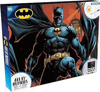 AQUARIUS Batman Art by Numbers Painting Kit (16 x 20 Stretched Canvas) 24 Paints, 3 Paint Brushes, Ready to Hang, Officially Licensed DC Comics Collectible - 16x20 in