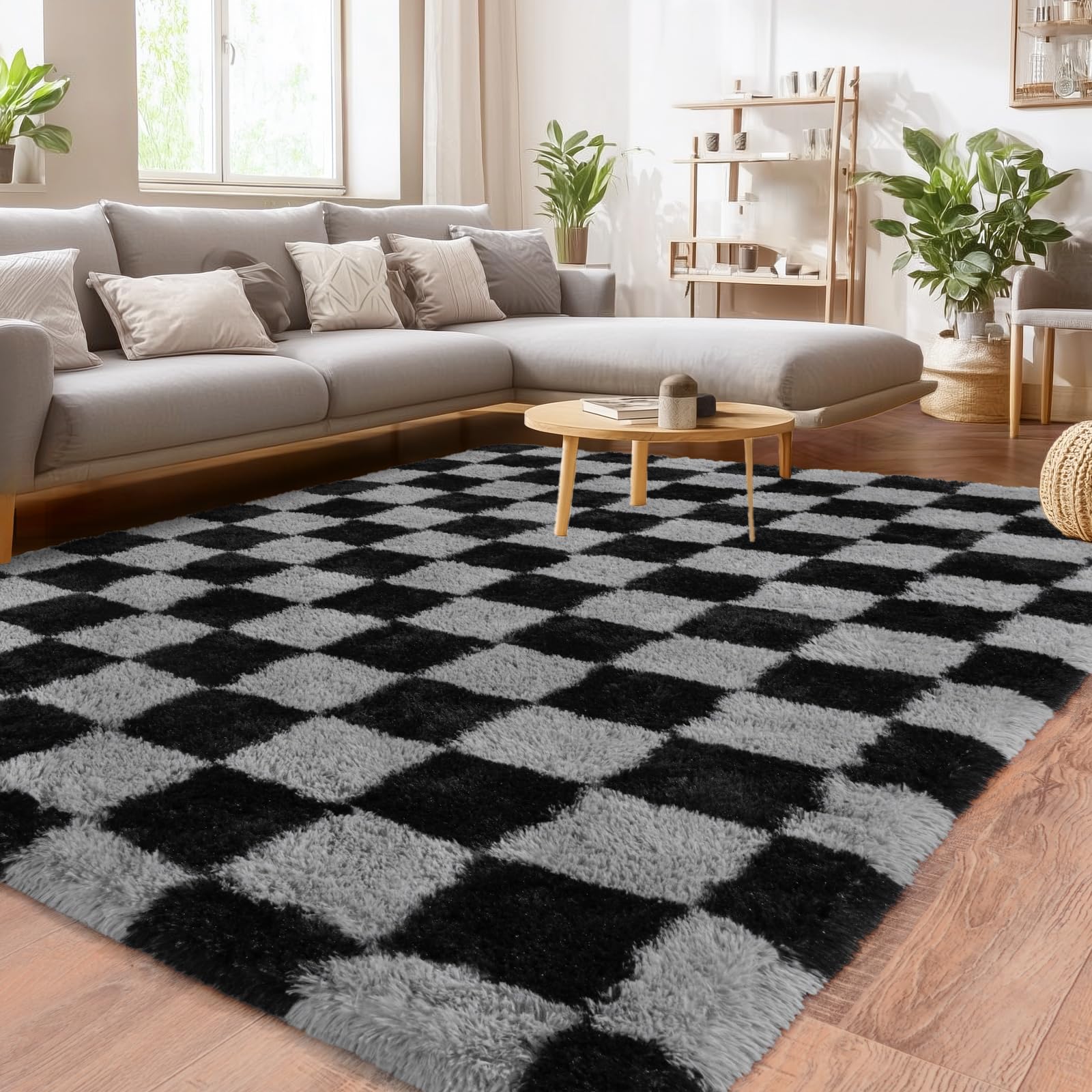 Tapis poil long 240x340 moelleux et antidérapant pour grand salon
