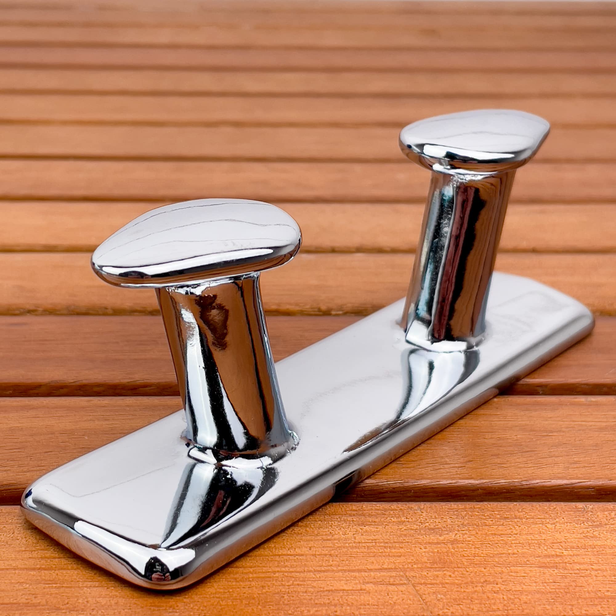 GATE14® Knopfpoller für Boot aus verchromtem Messing, glänzend, Länge 140 mm