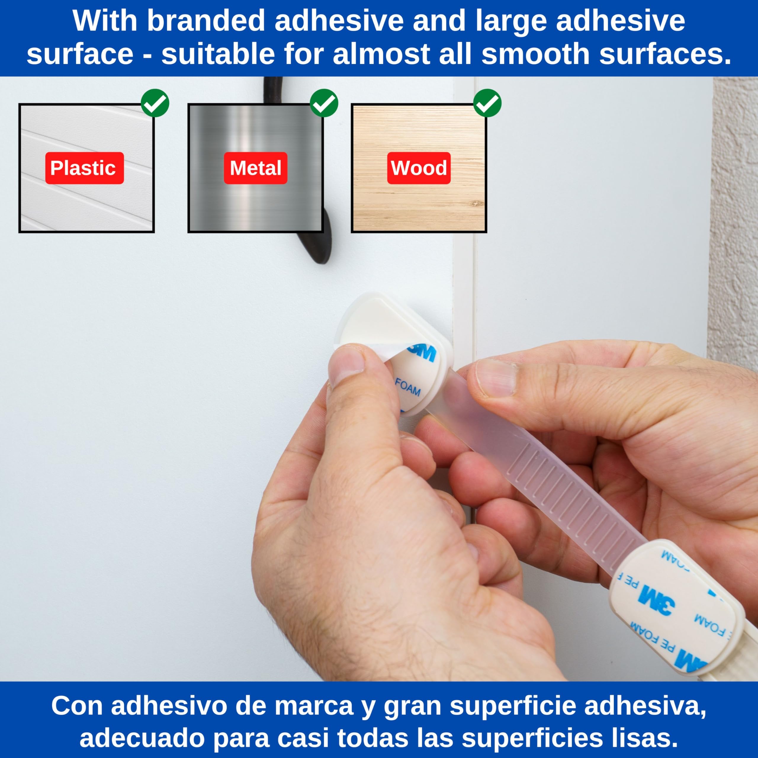 Multi-Purpose Child Safety Locks, 8 pcs, White-Transparent, for Cabinet, Drawer, Toilet, Trash Can, Microwave, Refrigerator, Baby Safety Strap, Baby Proof Cupboard Latches, Toddler Proofing Lock - Image 4