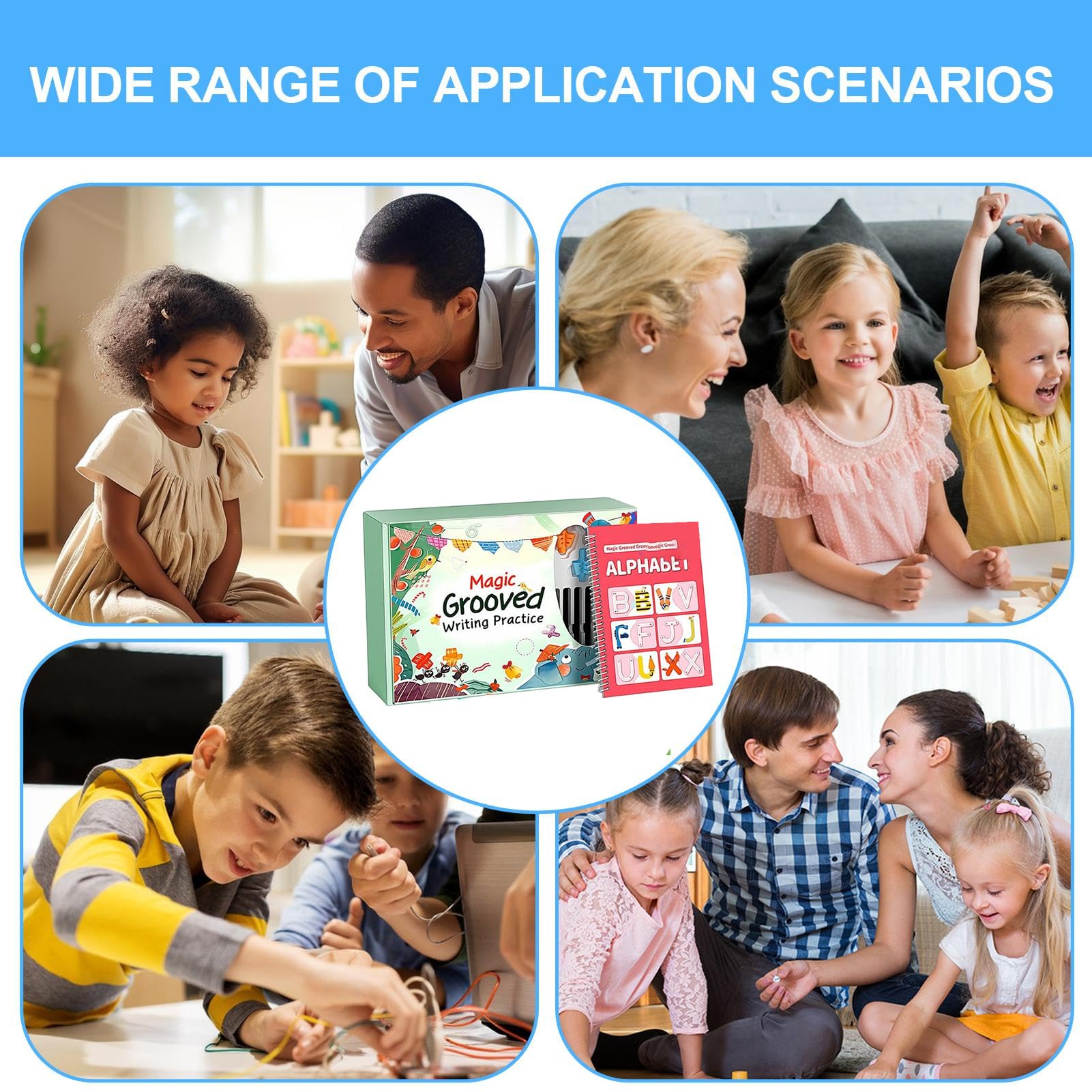 Libro De Práctica De Escritura Infantil Cuaderno Reutilizable Con Surcos | Libro De Práctica De Escritura Con Agarre Para Bebés, Niños Y Niñas De Preescolar, Jardín De Infancia Y Educación En Casa