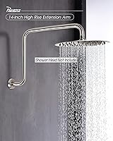 Vista 2 de PHASAT Brazo de ducha en forma de "S", brazo de ducha de 16.65 pulgadas de alto con brida, reemplazo de brazo de extensión de cabezal de ducha