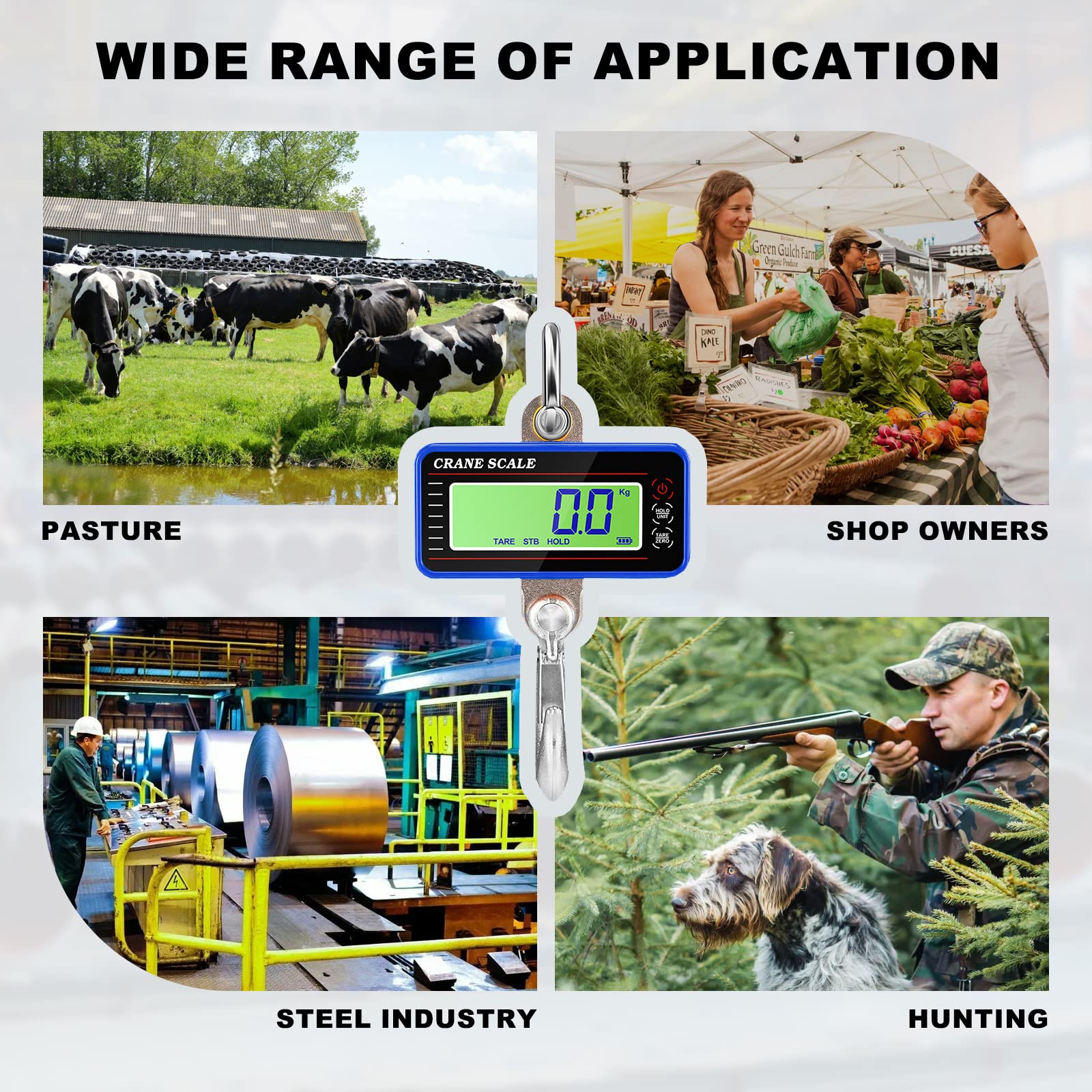 Bilancia a Gancio Digitale 1500KG, Bilancia a Sospensione con Telecomando, Bilancia per Gru Elettronica, Sospesa Scala Bilancia Dinamometro con Gru, Industriale Bilancias Portatile con Display LCD