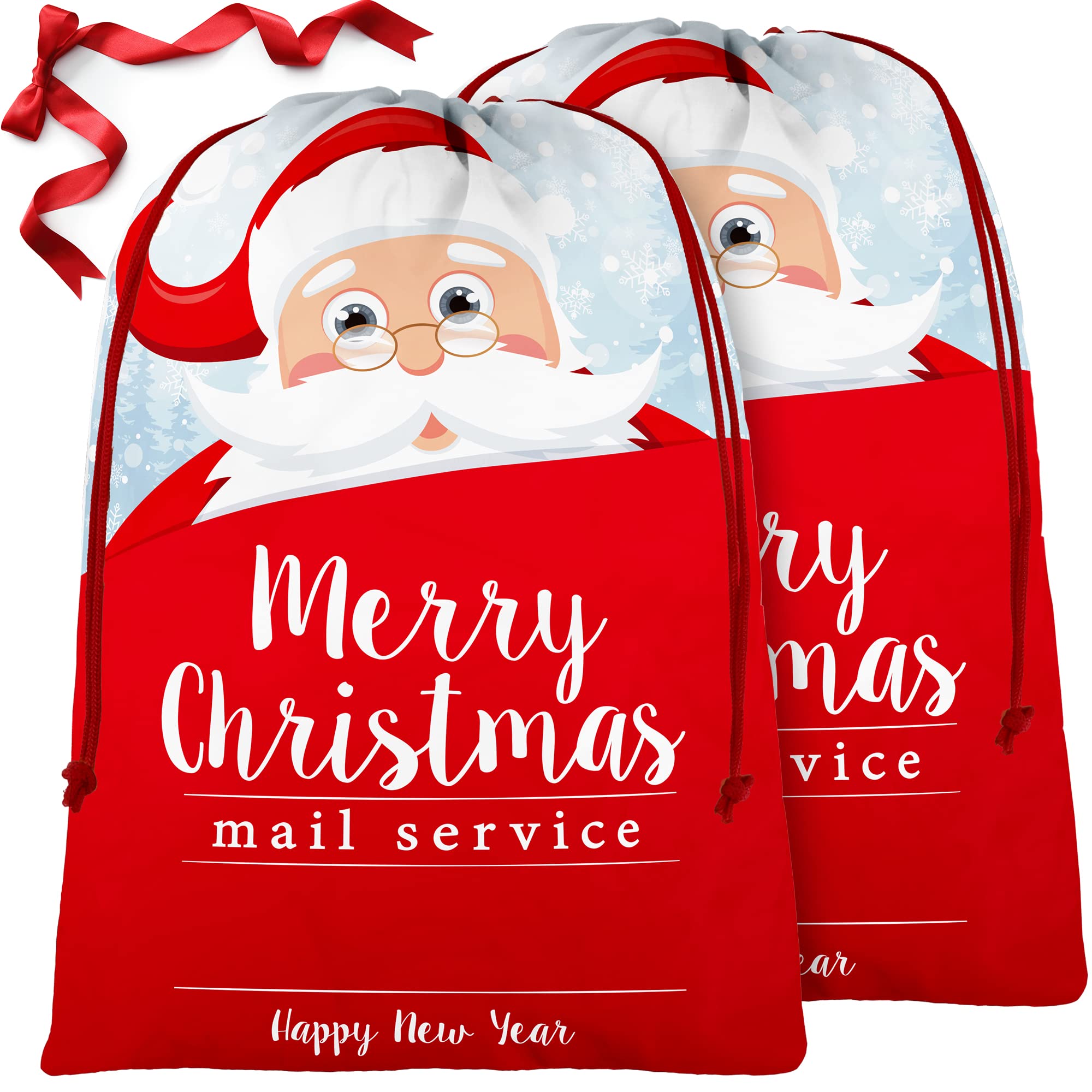 BeeGreen Santa Claus Large Christmas Gift Bags Santa Sack Drawstring Gift Bags 2 Pack Large 27.6“ x 42“, Giant Reusable Gift Bag for Holiday Presents Birthday Gift Party Favor Wrapping Candy Bag