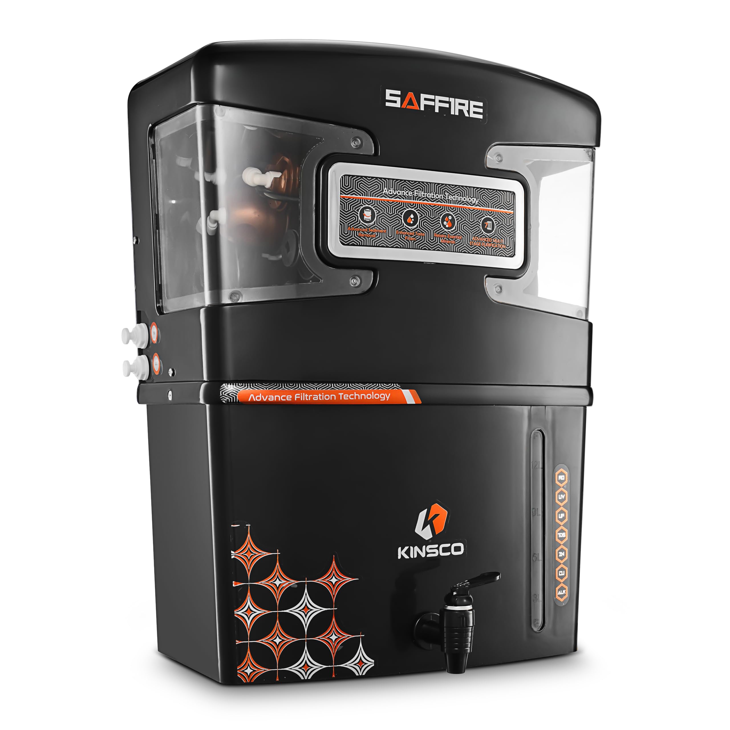 Kinsco Aqua Saffire With Zinc,Copper and Alkaline 15 L RO + UV +
