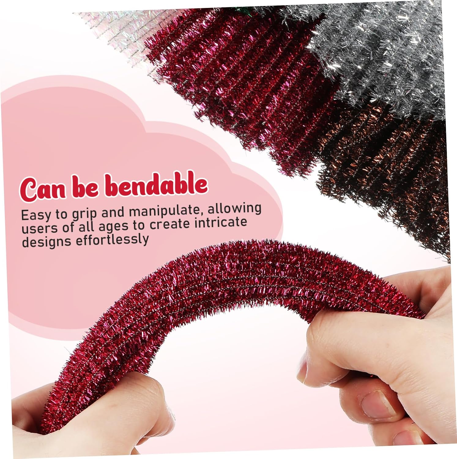 Glitter Pipe Cleaners, Flexible Bendable Craft Supplies