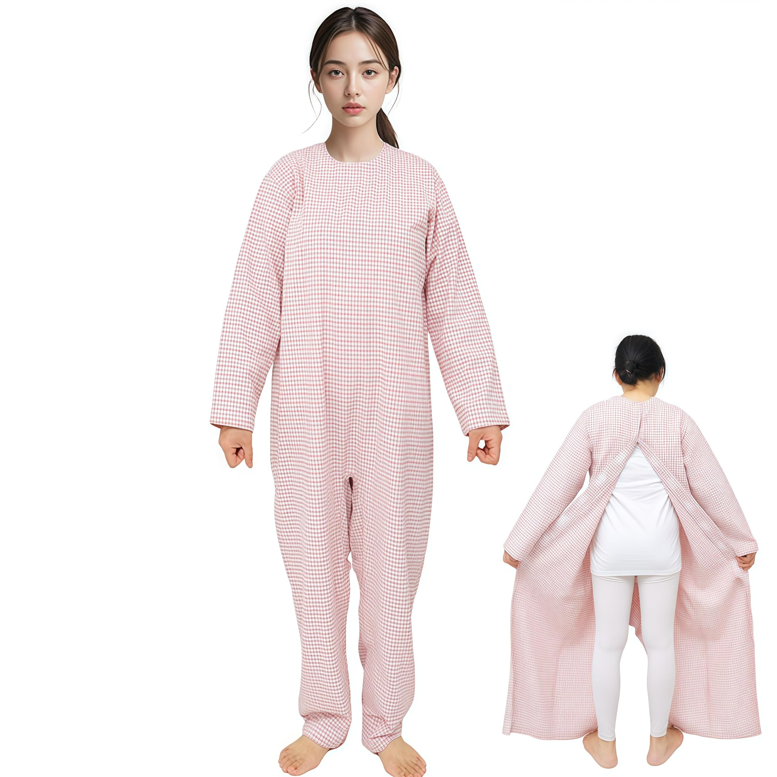 SAYEYBU Premium, Unisex, Cotton, Anti-Strip & Incontinence Onesie/Jumpsuit - Clothing for Alzheimer's and Dementia,Pink,S