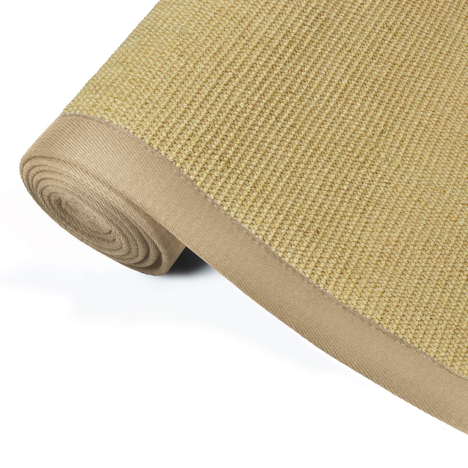 casa pura Tapis en sisal écologique | antidérapant, résistant | idéal Salon, Chambre, Cuisine | Nature avec Bordure Crème - 200x200cm