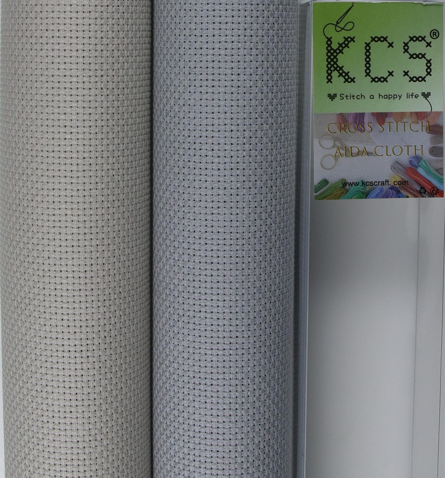 KCS 2 pc of 38cmx45cm Counted Cross Stitch Cotton Aida Cloth needlework Fabric (Pearl Grey+Light Grey,14CT) — image 1