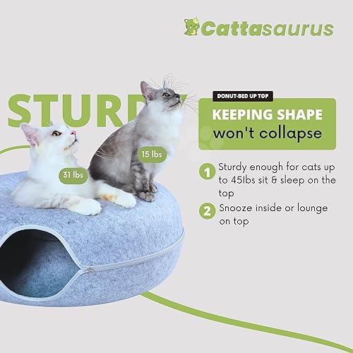 Miniatura 5 de Cattasaurus - Cueva con ventana para varios gatos y gatos grandes de 30 a 45 libras, resiste arañazos, cama túnel desmontable y lavable, cómoda, en