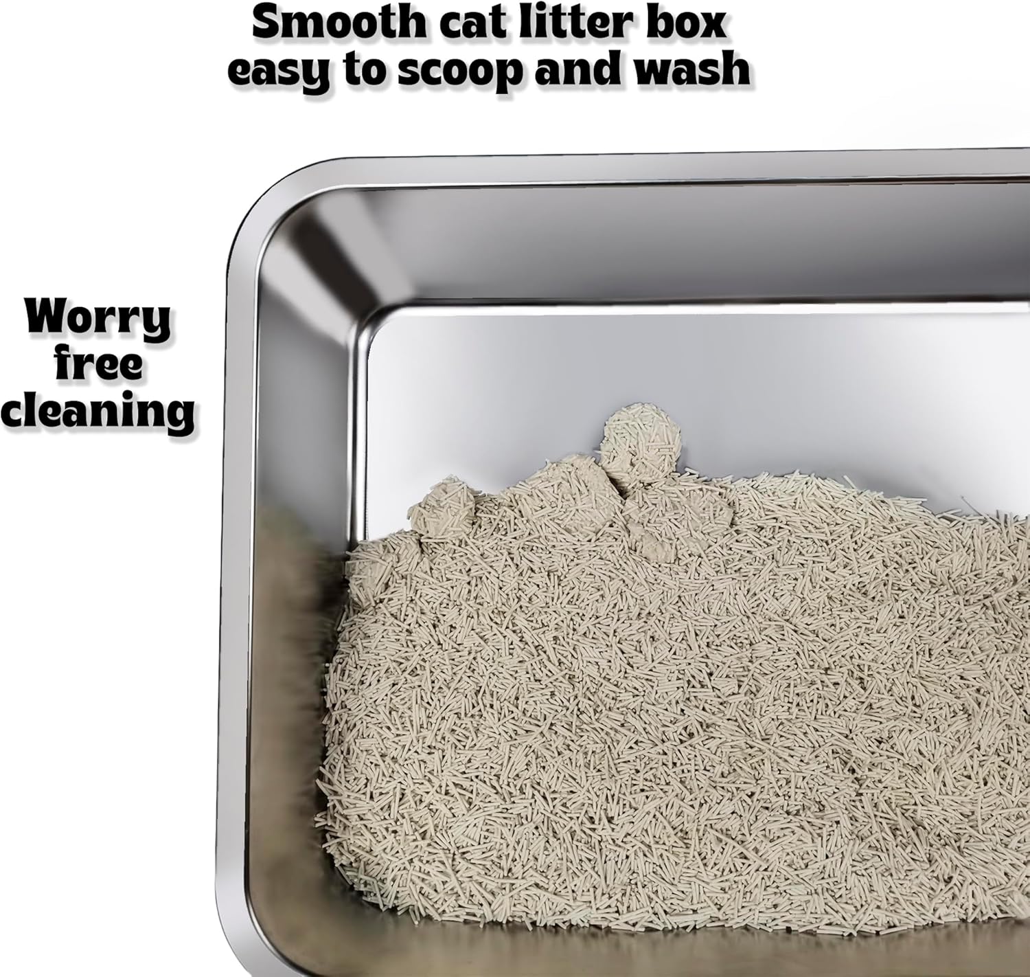 Pawsayes Stainless Steel Cat Litter Box with Lid for All Cats Extra Large Cat Litter Trays with 10cm Anti-Splash High Wall Sided Enclosure Cats Litter Tray (50x35x20 cm) (Transparent) 3 81 95n4IymL. AC SL1500