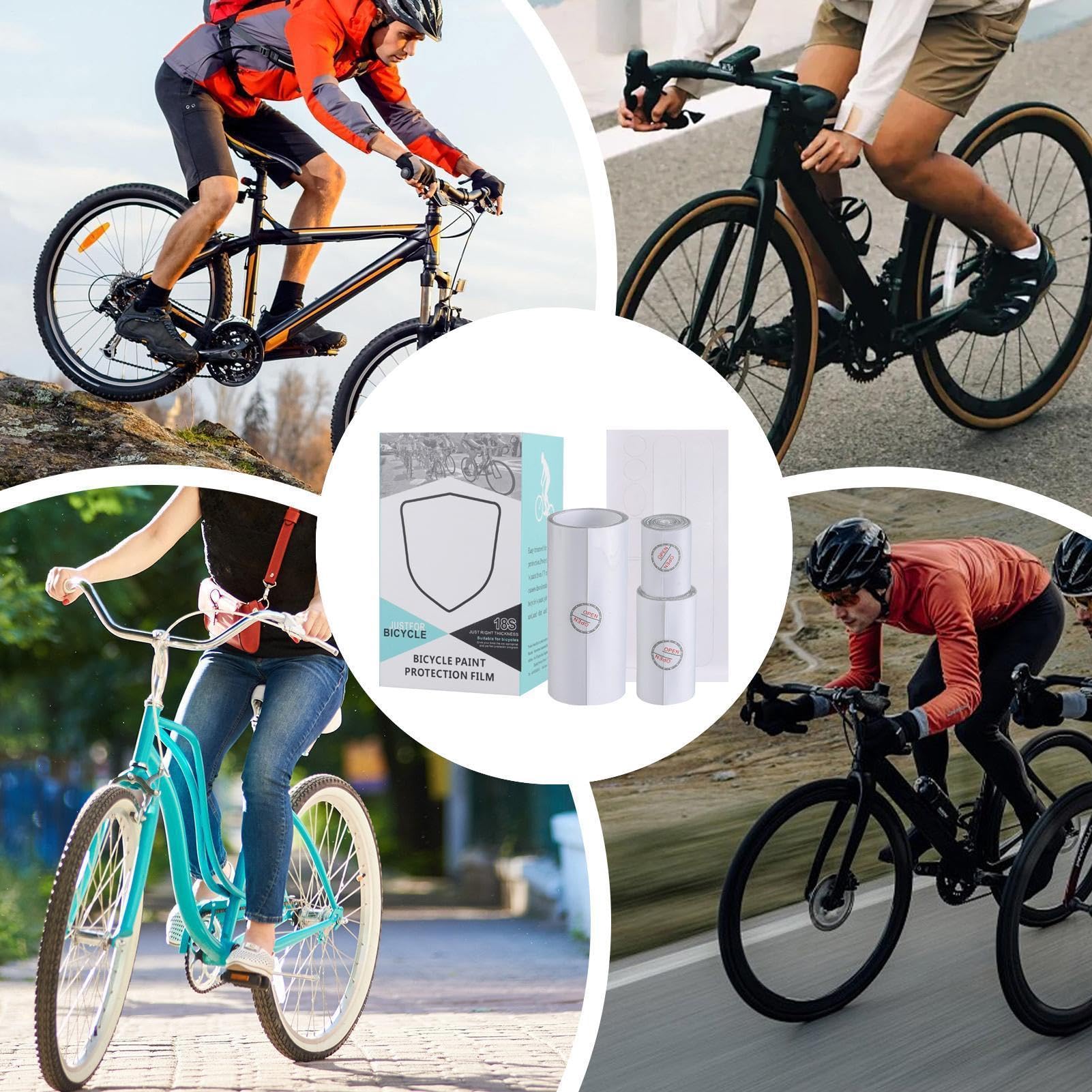 Nastro protettivo per bici, Scudo in PVC trasparente per deflessione degli impatti, Materiale antigraffio in PVC trasparente con funzione di rimozione senza residui, Avvolgimento bici pe