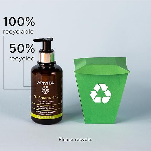 Miniatura 7 de APIVITA Gel limpiador  Gel purificante y equilibrante de aceite para rostro con lima y propóleos, 200 mL  6.67 oz