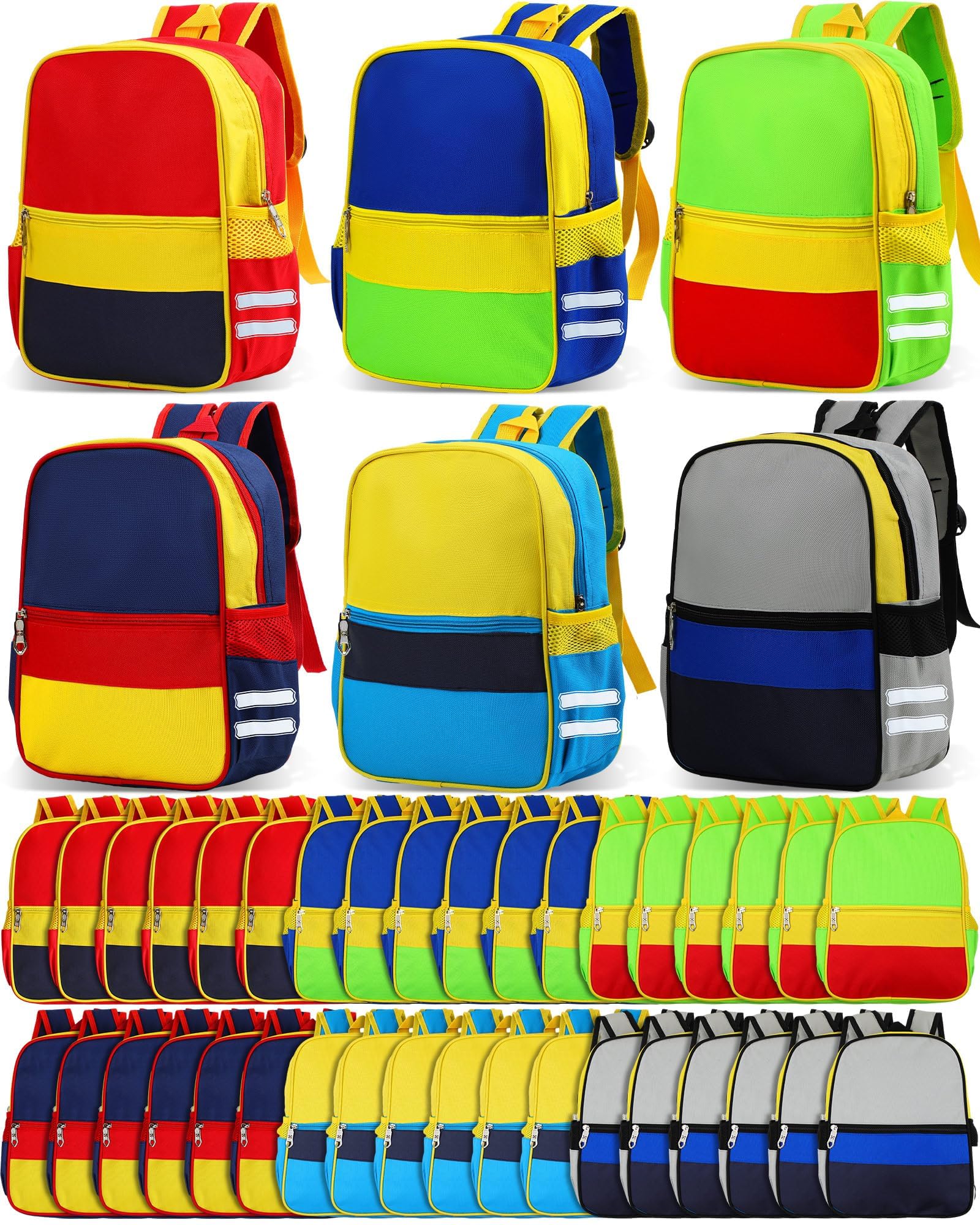 Amylove 36 Pcs Backpacks for Kindergarten in Bulk Daycare Elementary Backpack Pack Colorful Classic Carrying Back Kindergarten Cute