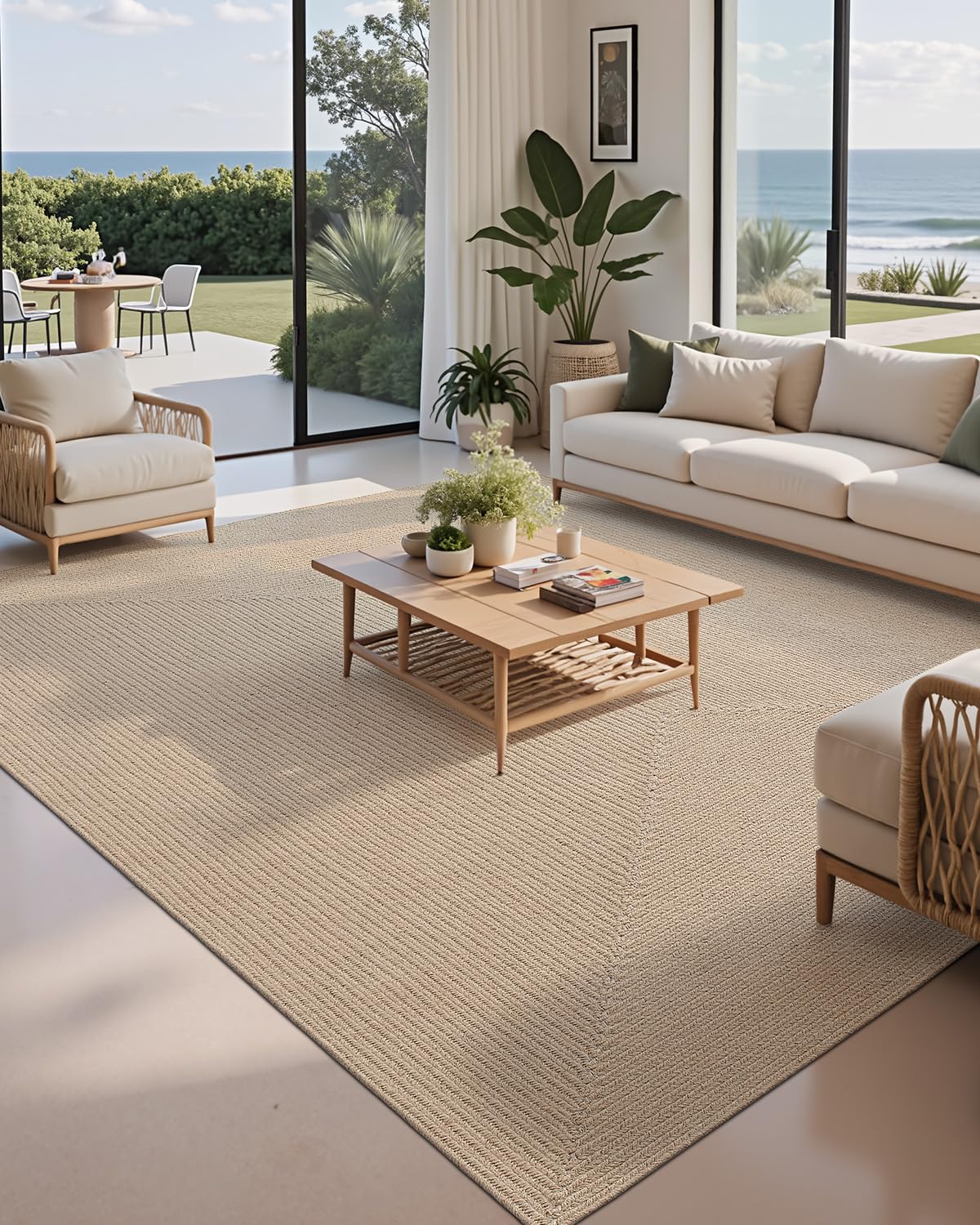 Beige Mixx Cotton Braided Carpet Rug 4x6 ft | Handwoven Floor Mat | Soft, Durable & Reversible | Anti-Slip Washable Rug for Home Décor-image-8