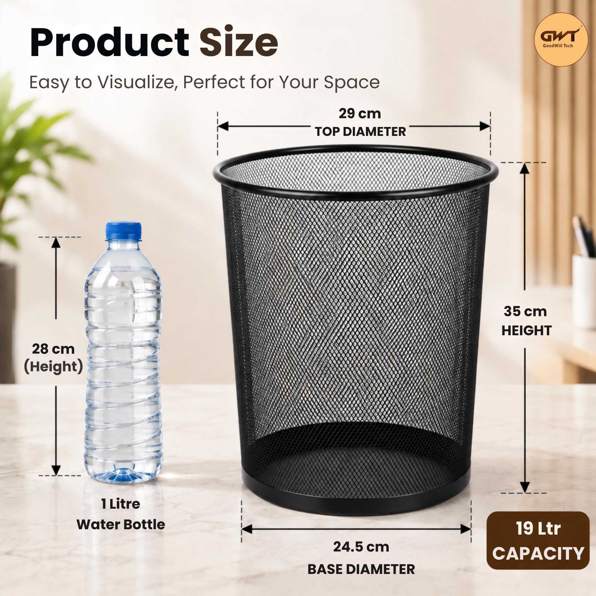 GoodWill Tech Metal Recycling Bin - Large Black -2