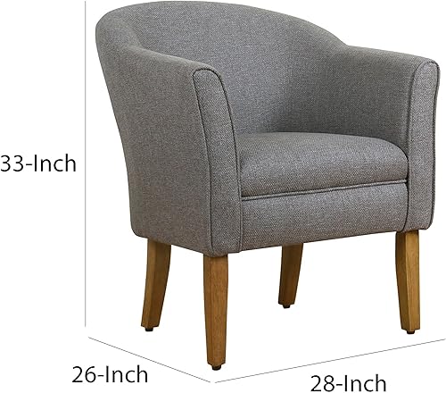 Miniatura 31 de HomePop Silla decorativa en forma de barril, reposabrazos, tela sólida y madera, verde azulado mediano verde azulado,Agua,Marrón,Gris y