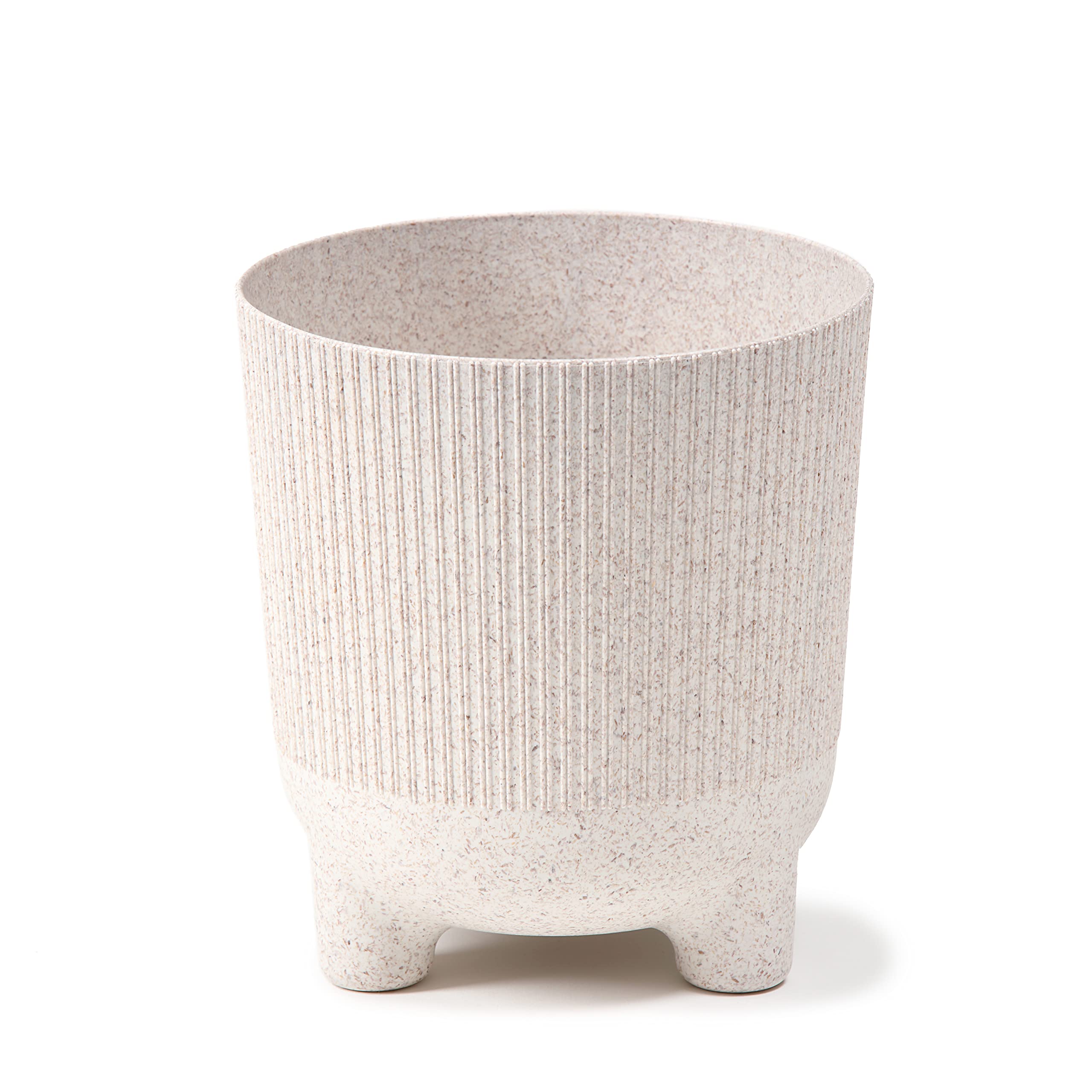 Lamela ARIA ECO WOOD JUMPER Flowerpot Herb Plant | New Season 2022 | Balcony Garden Container Bucket | Unique Surface Design Origina Kids Room | impress (Ø 18 cm, White)