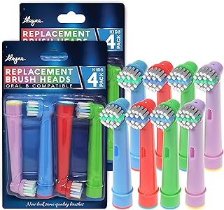 Replacement Toothbrush Heads for Oral B Braun Electric Toothbrush- 8 Pk of Kids Colorful Brush Heads Compatible with Oralb- Soft Bristles, Small Heads, Fits Pro 1000, Triumph, Clean, io, Cross+ More