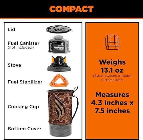 Vista 5 de Jetboil Estufa portátil de ebullición rápida para acampar y mochilero con encendido automático de 1 paso, quemador de propano/isobutano con taza