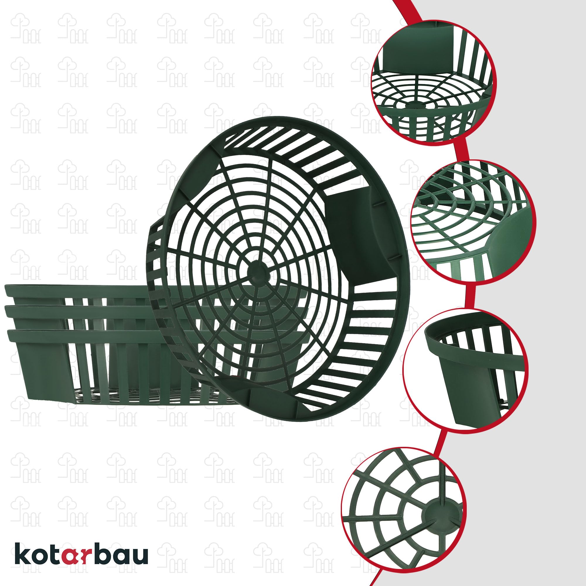 KOTARBAU® Set 10 Unidades Cesta para Bulbos - Plástico - ⌀ 265 mm - Verde - Bandeja para Plantar Bulbos de Flores - Tulipanes - Narcisos - Organizador Jardín - Reutilizable