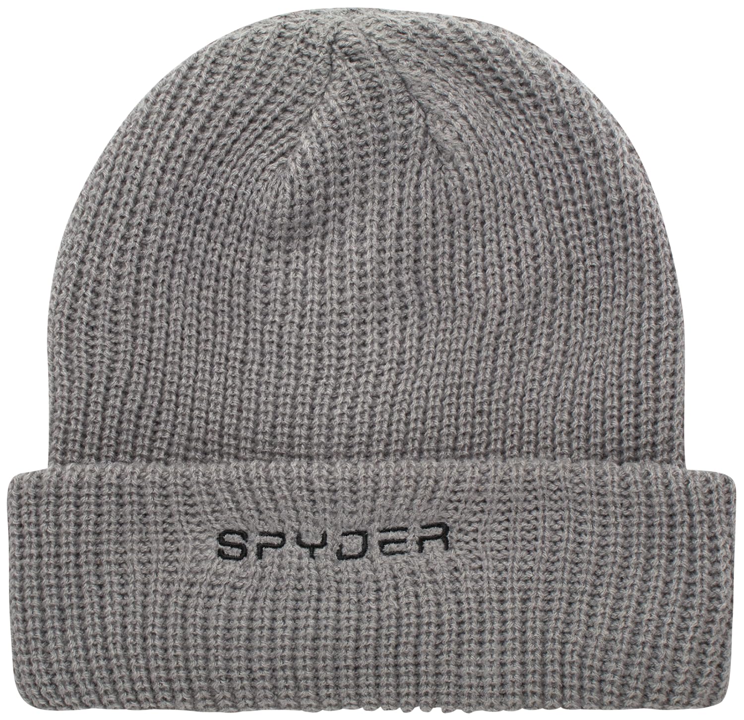 Spyder Women's Beanie - Cozy Plush Sherpa Lined Ribbed Cuff Winter Hat for Women with Embroidered and Woven Logo Patch, Pewter Heather