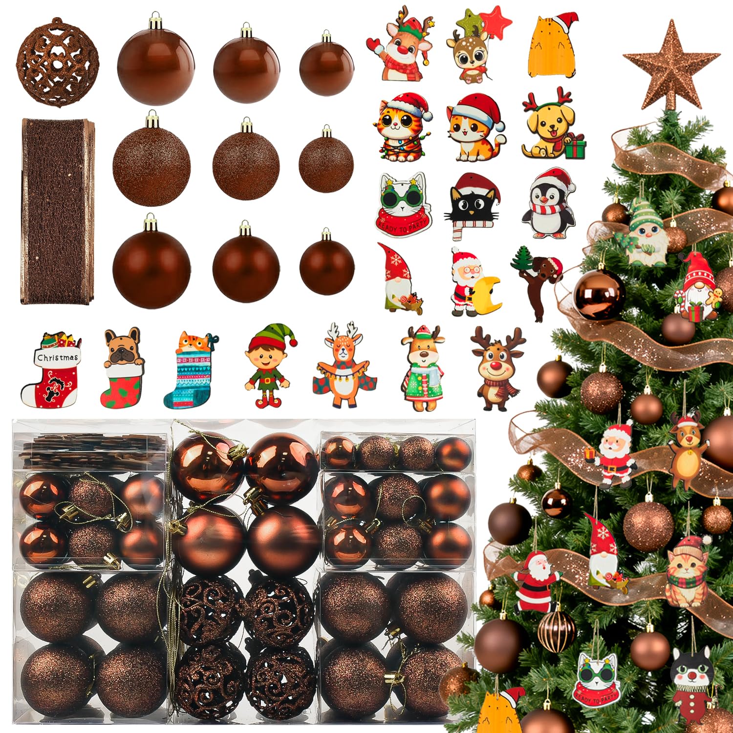 Lot de 101 boules de Noël