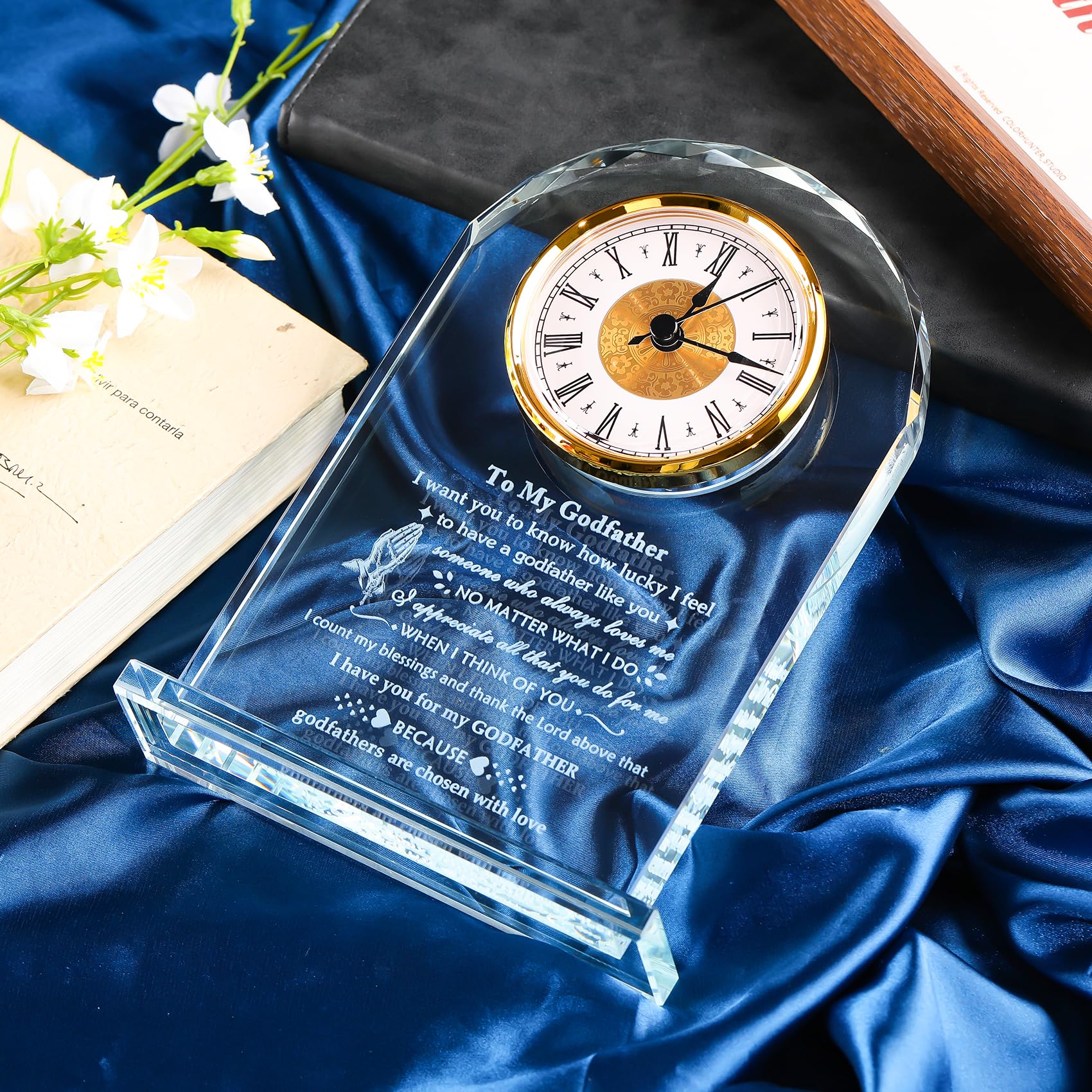Arikyrist Glasuhr, Geschenke für Paten vom Patenkind, Geburtstagsgeschenke für Patentochter von Patentochter, Lasergravur, Kristall-Uhr, Andenken an meinen Paten, Geschenk zum Vatertag oder
