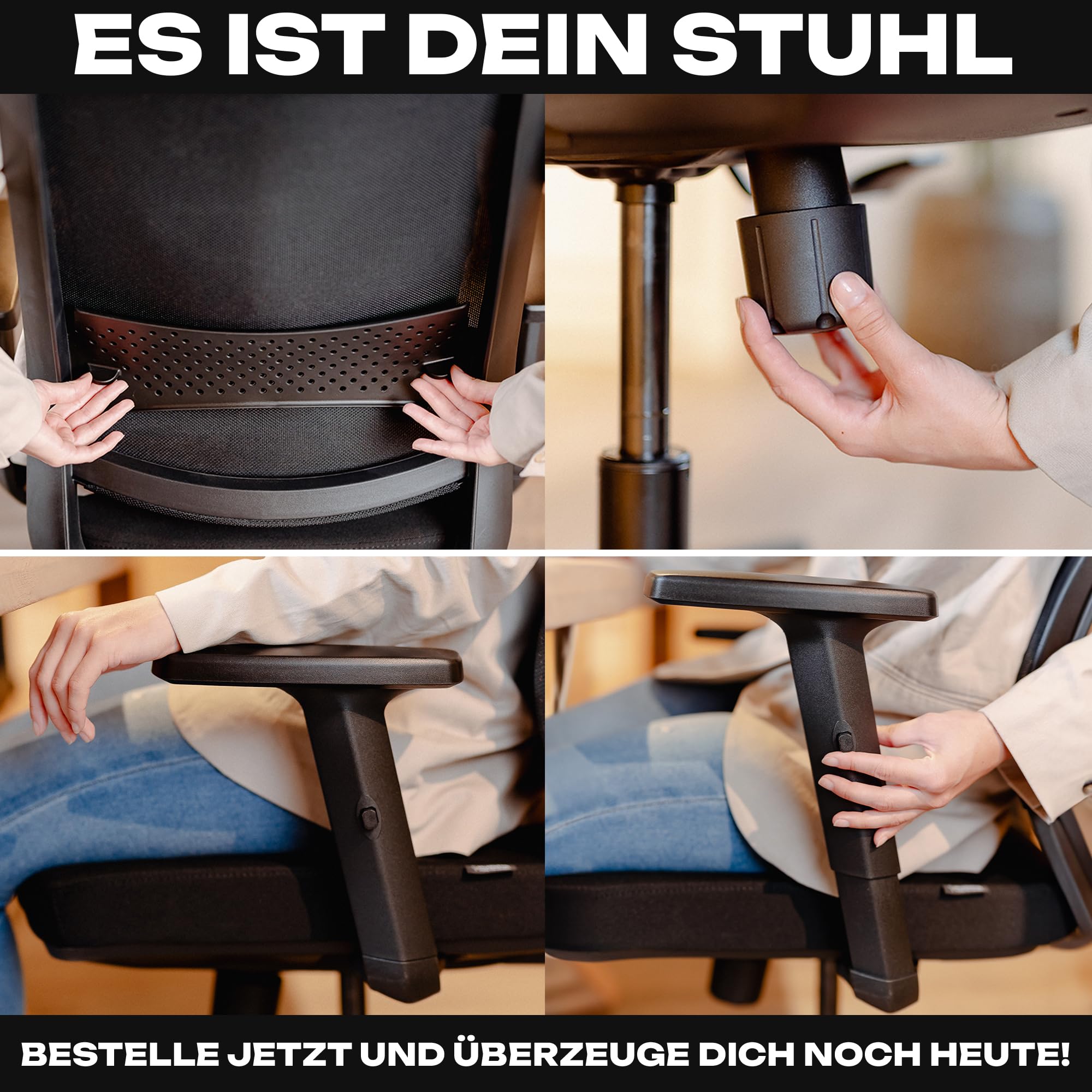 VALKENSTOL M2 Bürostuhl Ergonomisch Testsieger, Einstellbarer Lendenwirbelstütze Schreibtischstuhl für Büro und Home Office
