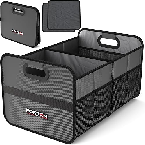 Miniatura 13 de FORTEM Organizador de maletero de coche, organizador plegable de dos compartimentos, almacenamiento plegable para SUV y camiones para accesorios de