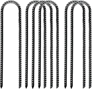 12-inch Ground Stakes Heavy Duty,U Shape Trampolines Wind Stakes Steel Anchors - 6 Pack Rebar Stakes for Outdoor Dog Tug Toy Weed Fabric Landscape Lawn Fences Camping Tents Soccer Goals