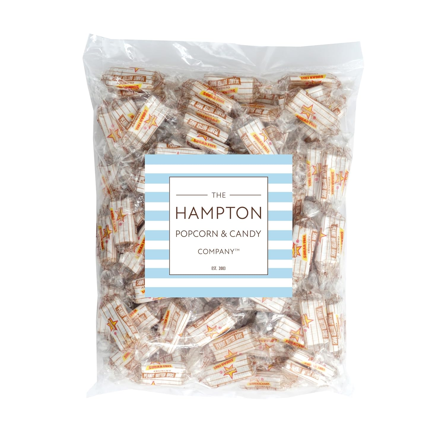 Atkinson's Sugar Free Peanut Butter Bars Candy, 2 Pound Bulk Bag(Approx. 140 Bars) Individually Wrapped Candy, Sugar Free Peanut Butter Logs