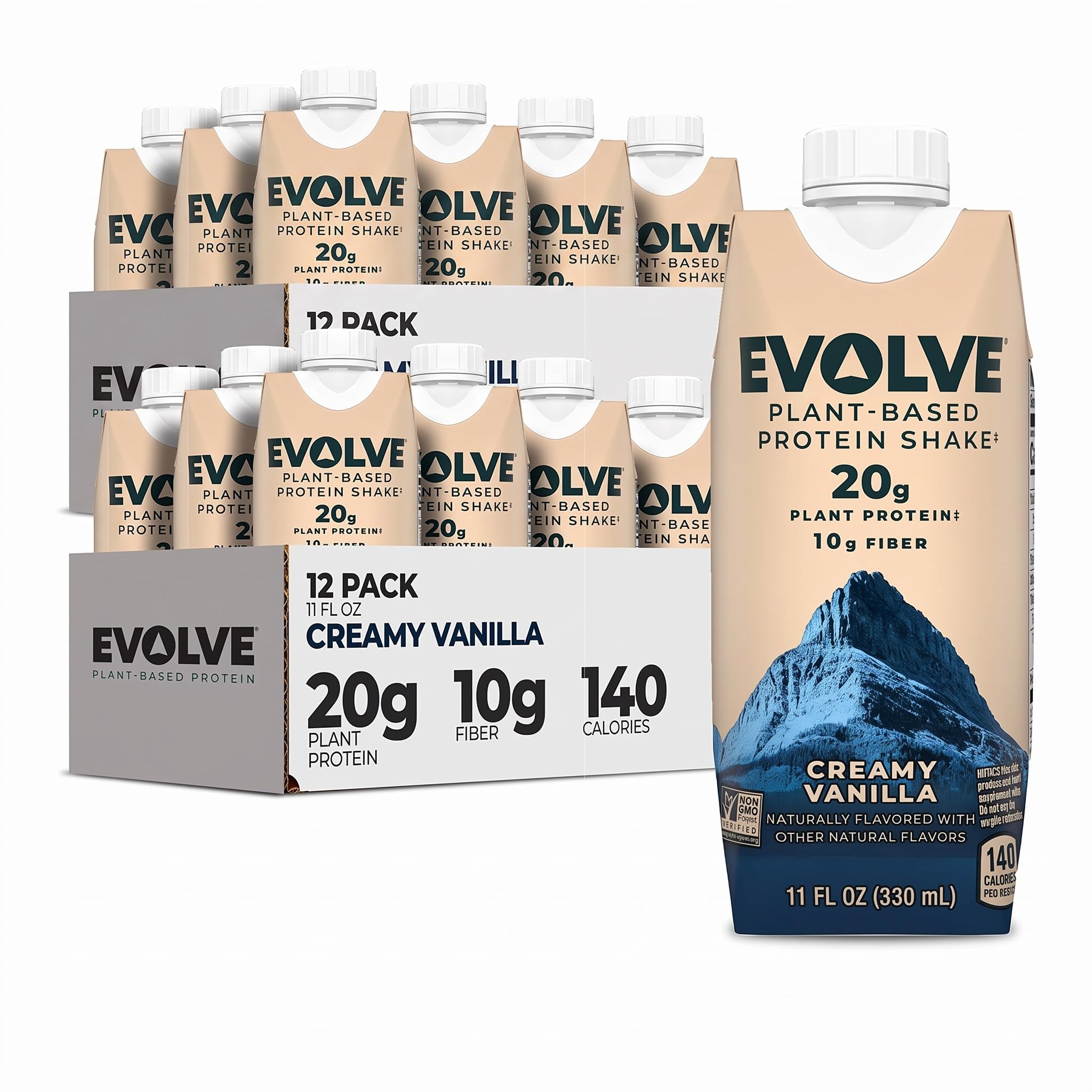 Evolve Plant Based Protein Shake, Café Mocha, 20g Vegan Protein, Dairy Free, No Artificial Sweeteners, Non-GMO, 10g Fiber, 11oz, (12 Pack) (Formula May Vary) — Amazon image 10