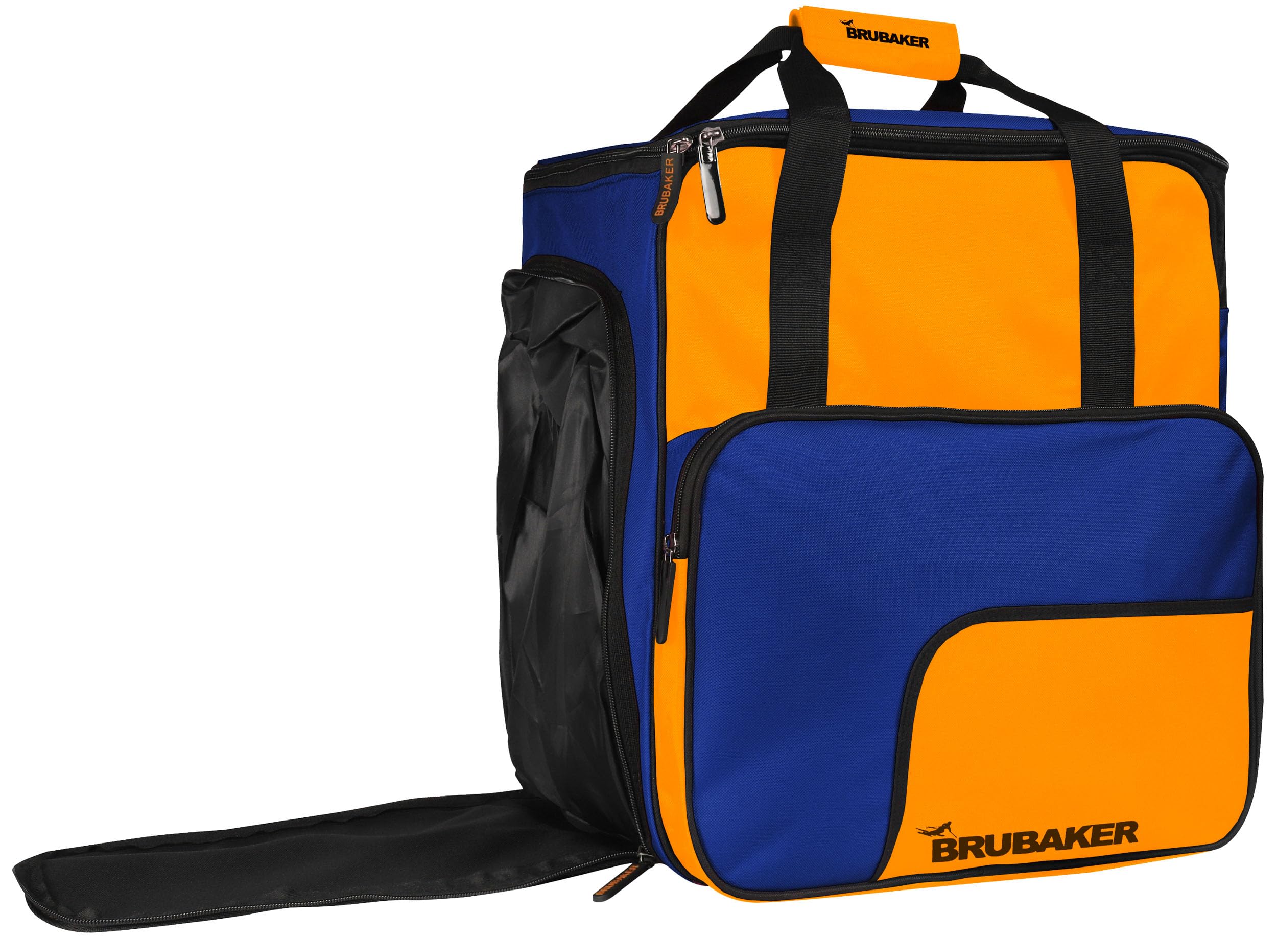 Brubaker Borsa per Scarponi da Sci con Scomparto per Casco - Super Function - Borsa da Sci con Funzione Zaino - Blu Arancione