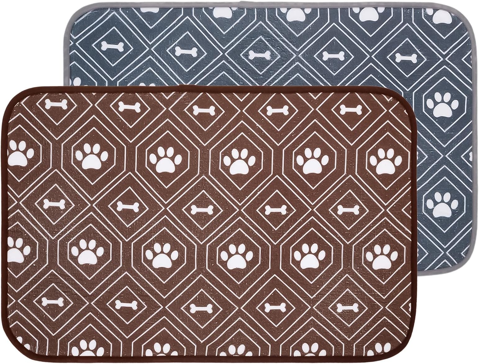 KOOLTAILDog Mat for Food and Water Bowls, 2 Pack Waterproof Pet Feeding Mat for Floors, Non Slip Mat for Puppy Cats