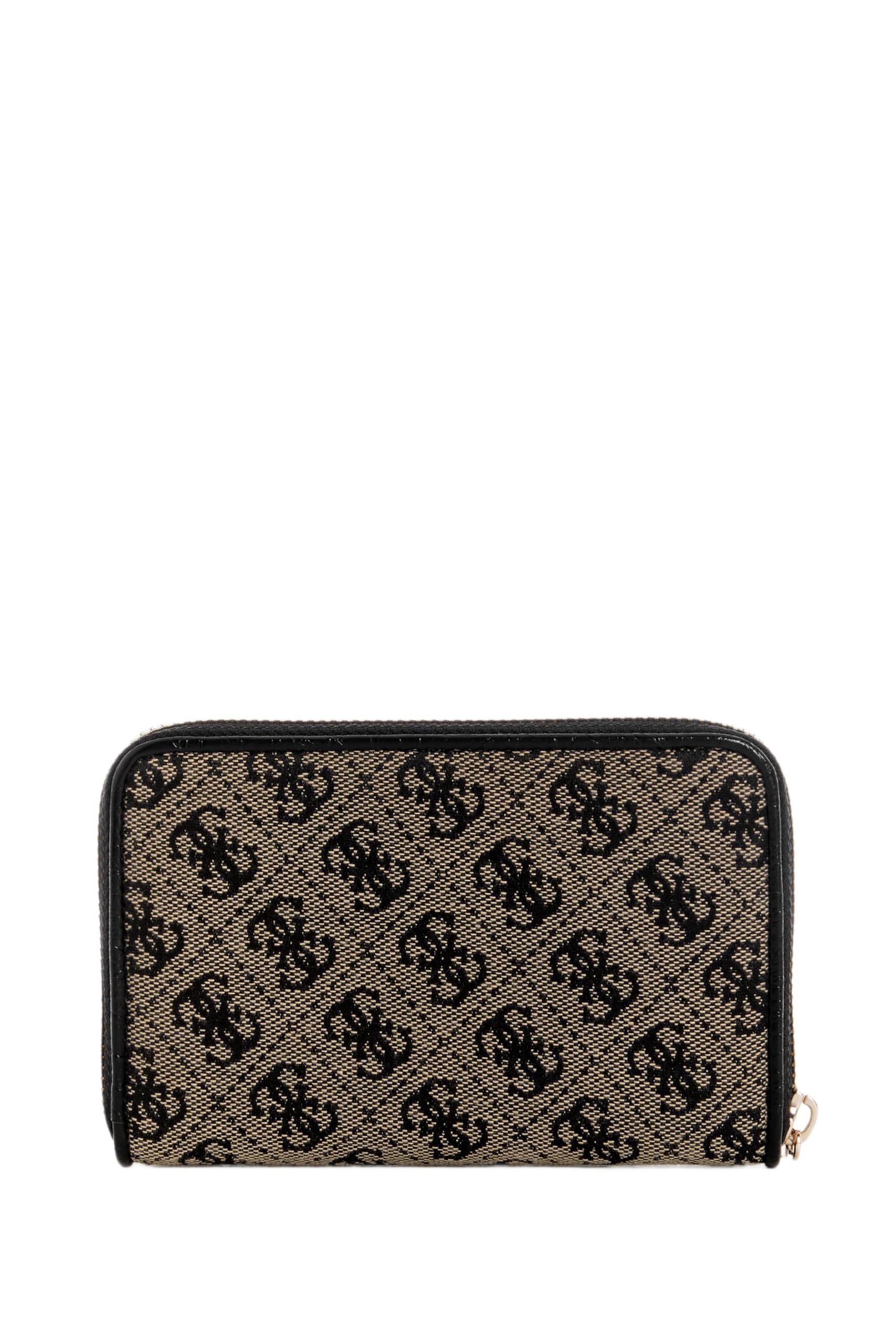 GUESS Monedero Samantha SLG Zip Around Wallet Black Logo Beige