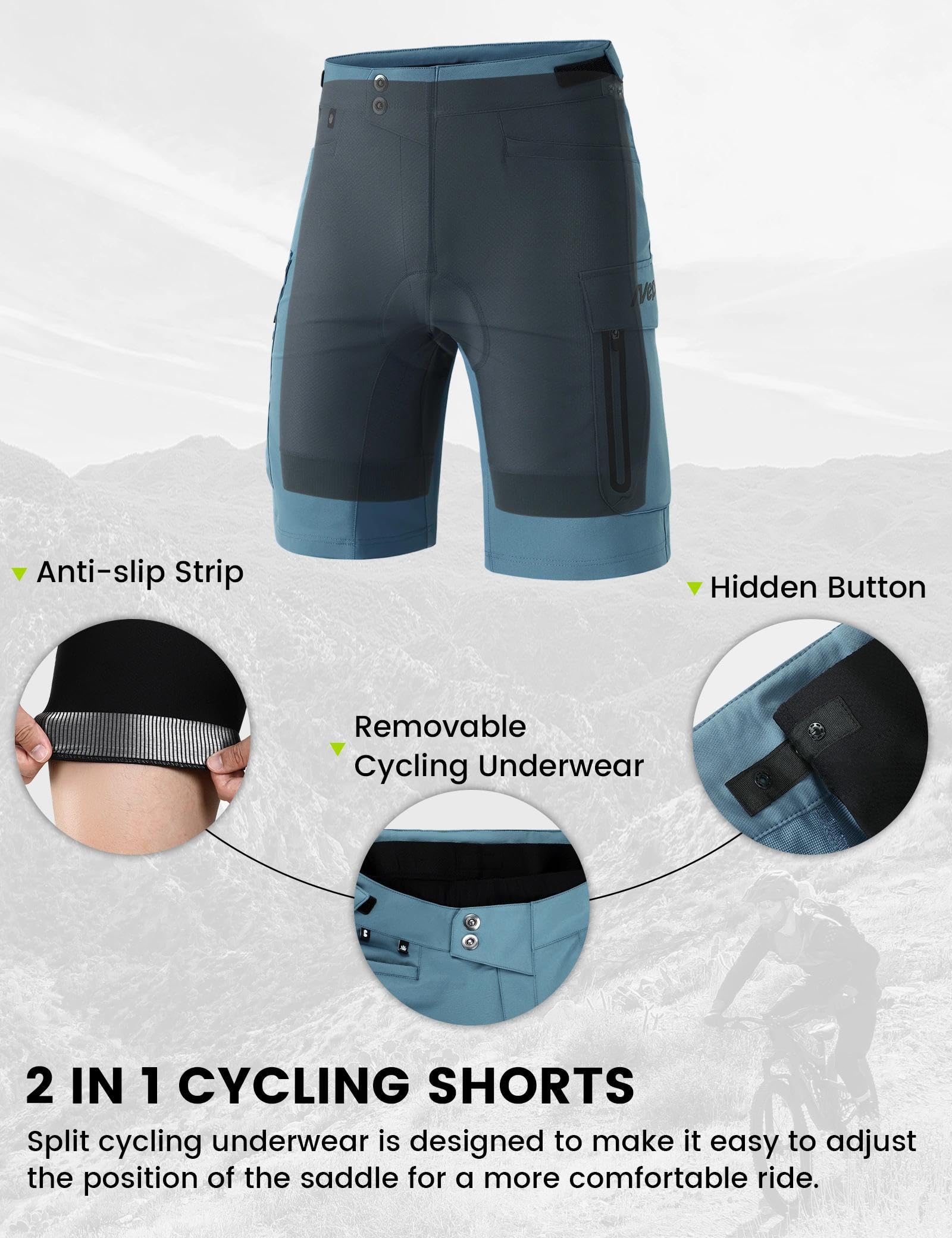 Nepest Pantalon de cyclisme court pour homme - Rembourré 4D - Séchage rapide