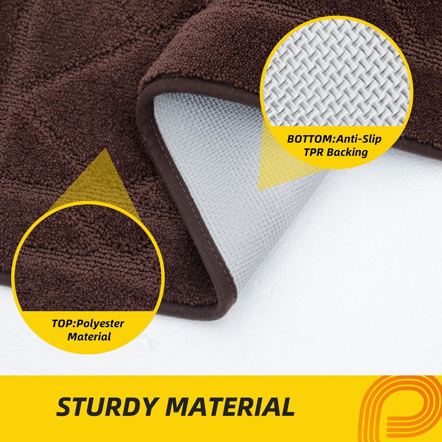 JSEI Dirt Trapper Door Mat 24"x36", Non-Slip Washable Entryway Mats, Dog Door Mat, Stain Resistant and Absorbent Floor Mats, Low Profile Welcome Mat for Front Back Door, Brown - Image 4