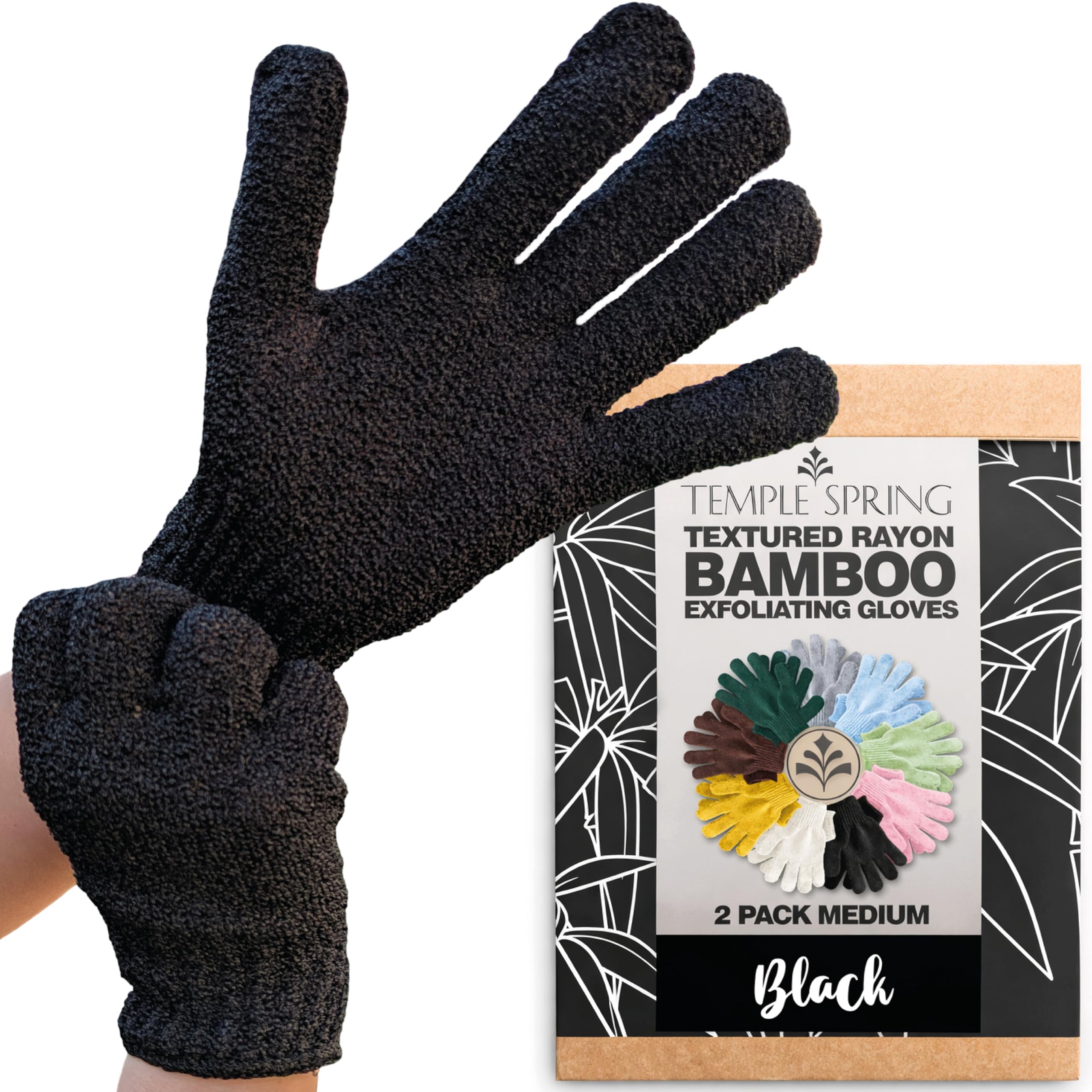 Temple Spring Guante Exfoliante Corporal, Exfoliante Cuerpo Esponja, Guante Autobronceador, Bambú Manoplas Baño, Exfoliating Glove – Rosa — view 15