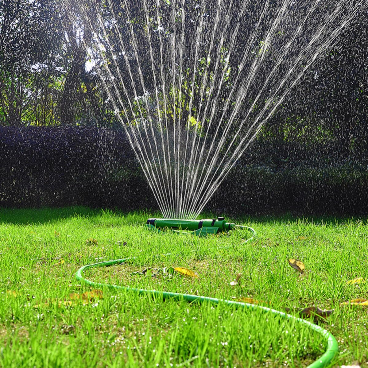 Mikikit Irrigatore da Giardino Rotante ABS Verde per Prato | Angolo Regolabile, Ampia Copertura, Irrigazione Automatica, per Fiori e Terreno