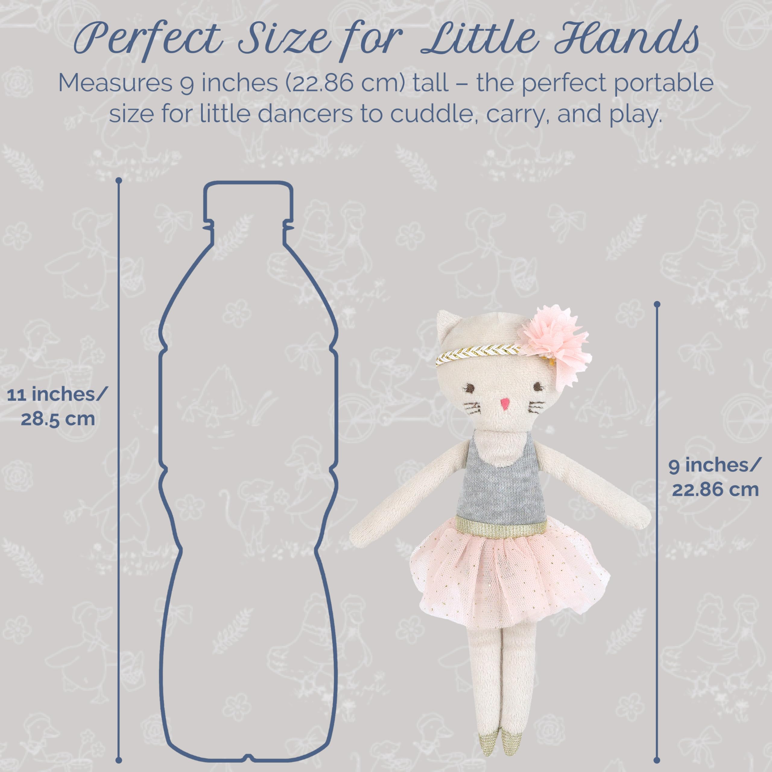 MON AMI Kacie The Kitty Ballerina Stoffpuppe, 22,9 cm, weiche Plüschtierpuppe, Verwendung als Spielzeug oder Raumdekoration, tolles Geschenk für Kinder jeden Alters